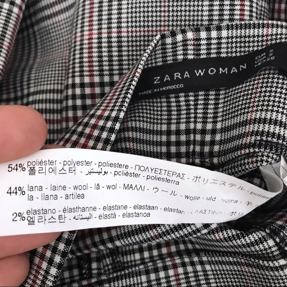 Zara Checkered Plaid High Rise Cuffed Pants NEW - Picture 5 of 9